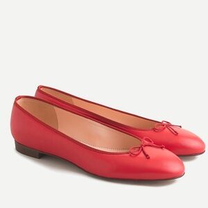 J.Crew Kiki Ballet Flats, Red, Leather, size 8 1/2, BRAND NEW NEVER WORN
